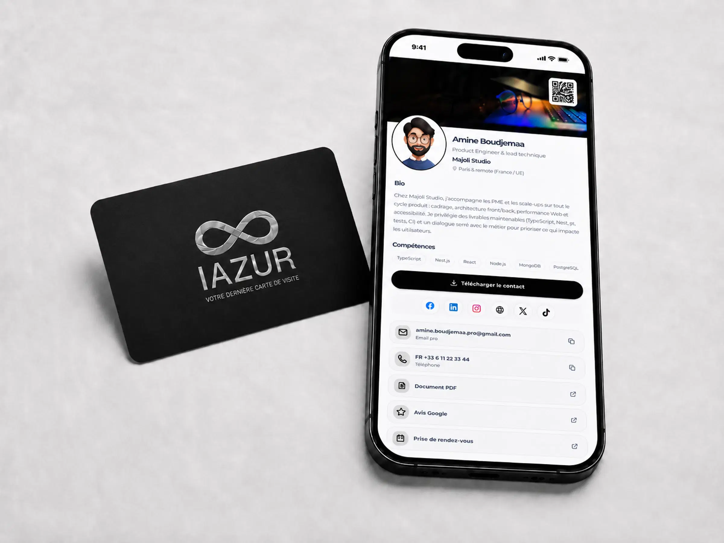 Carte Acier IAZUR — coloris noir